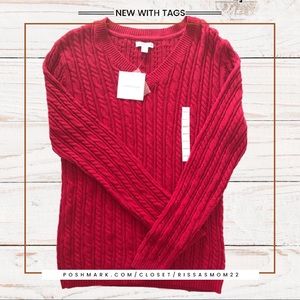 Croft & Barrow Red Cableknit Sweater Size M NWT
